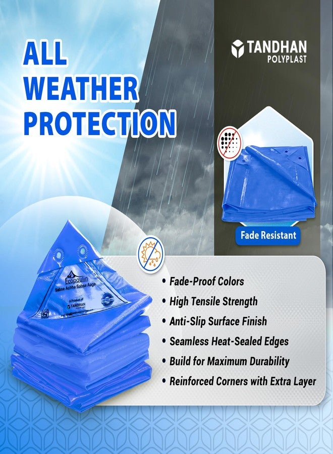 Tandhan Ecopaulin Cross Laminated Multilayer Eco-Friendly Tarpaulin Sheet Waterproof Tirpal Heavy Duty 6 X 4 Ft Poly Tadpatri - Multipurpose 200 GSM Plastic Cover Tharpai, Thadika, Tarp (Blue) - Image 5